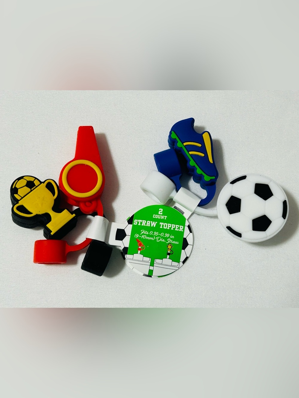 NEW!!! Bullseye Playground 4 Piece Soccer Lover Straw Topper Set (NWT)